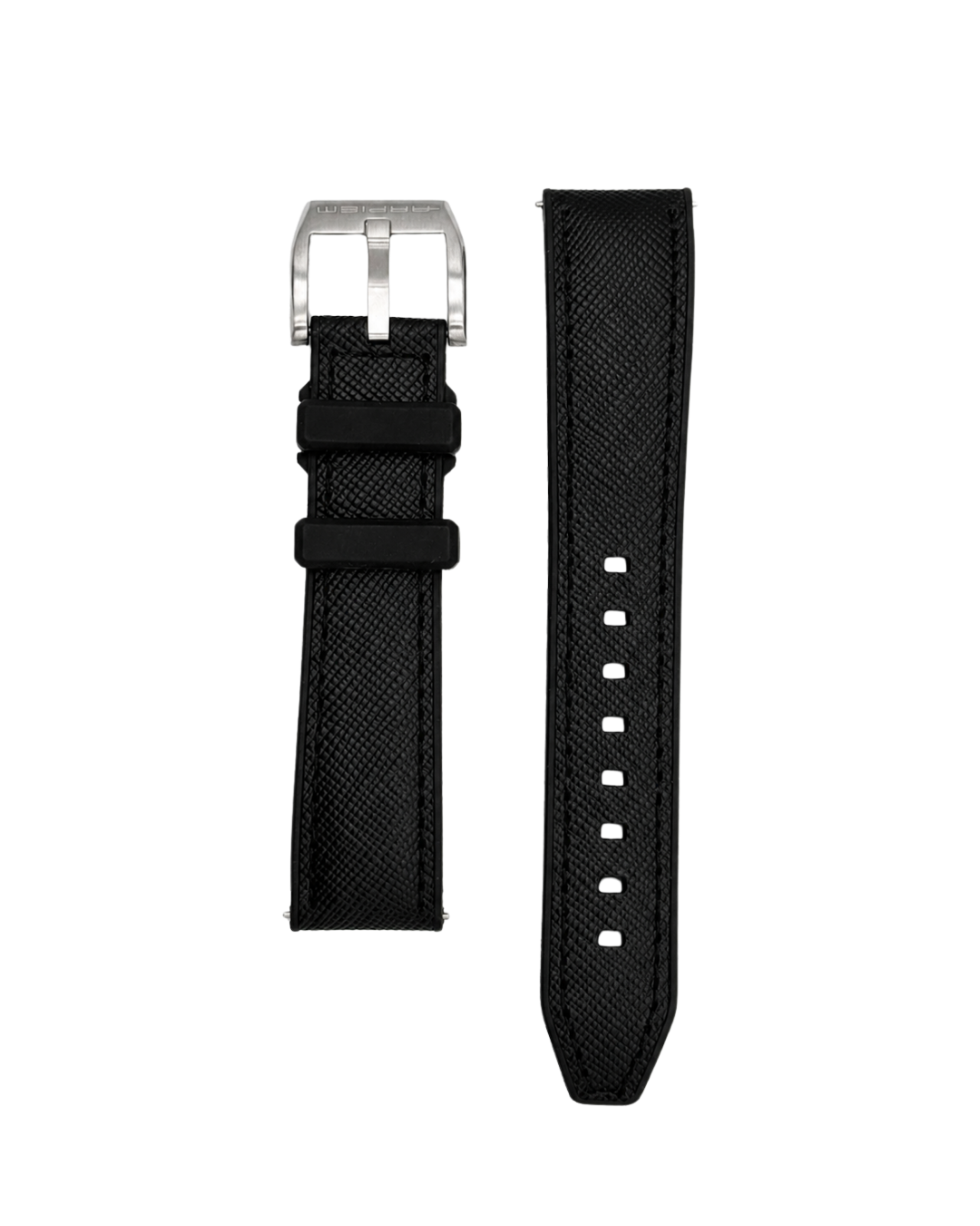 Bracelet DONINGTON Noir Hybride Cuir / Caoutchouc - 20 mm