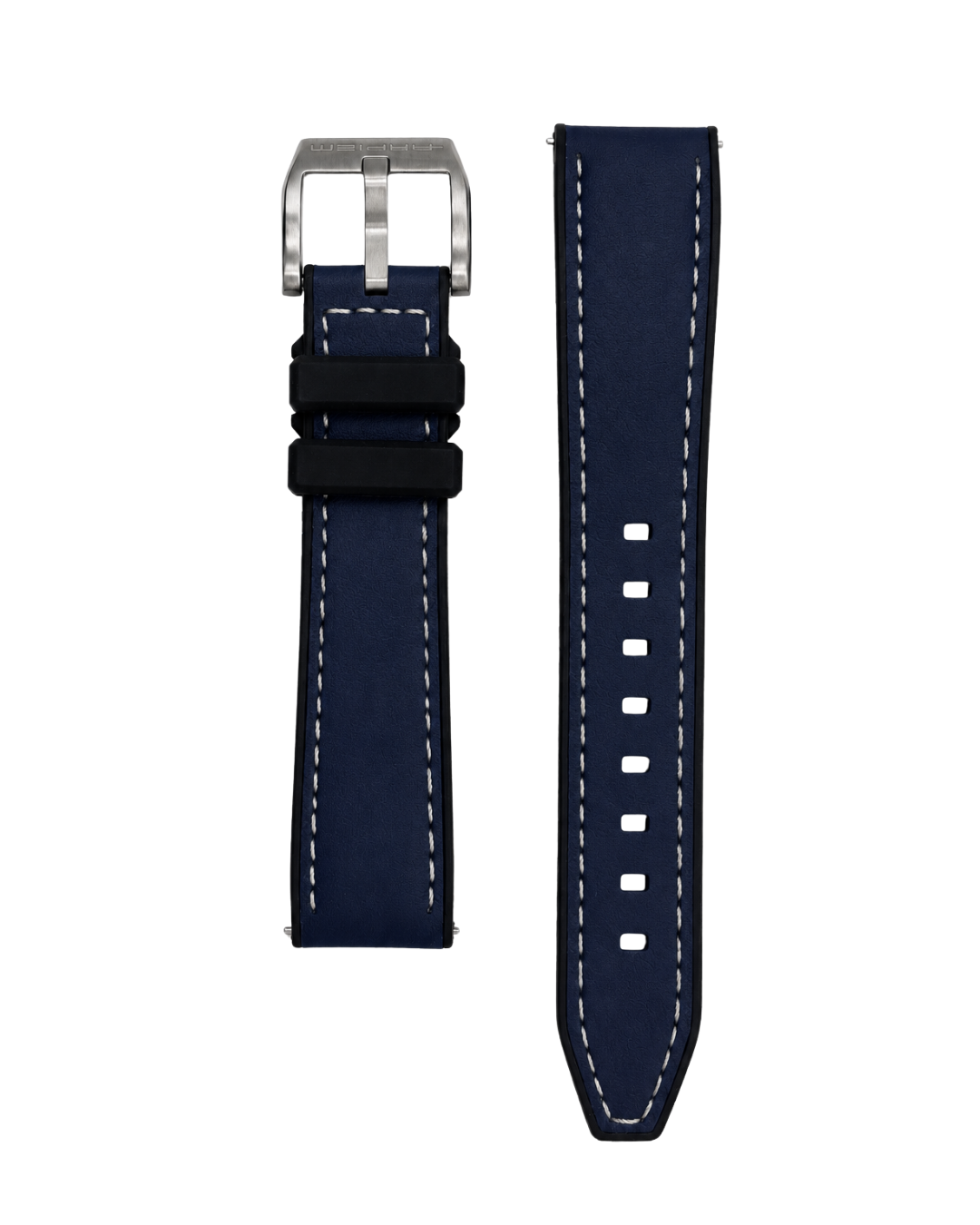 Bracelet DONINGTON Navy Hybride Cuir / Caoutchouc - 20 mm