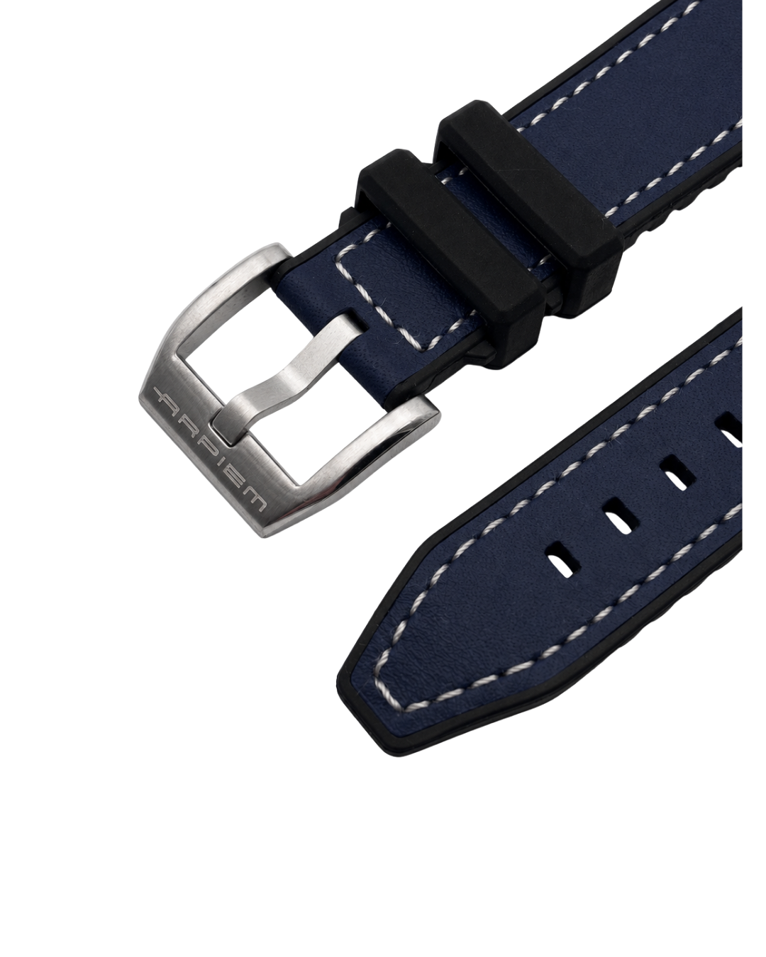 Bracelet DONINGTON Navy Hybride Cuir / Caoutchouc - 20 mm