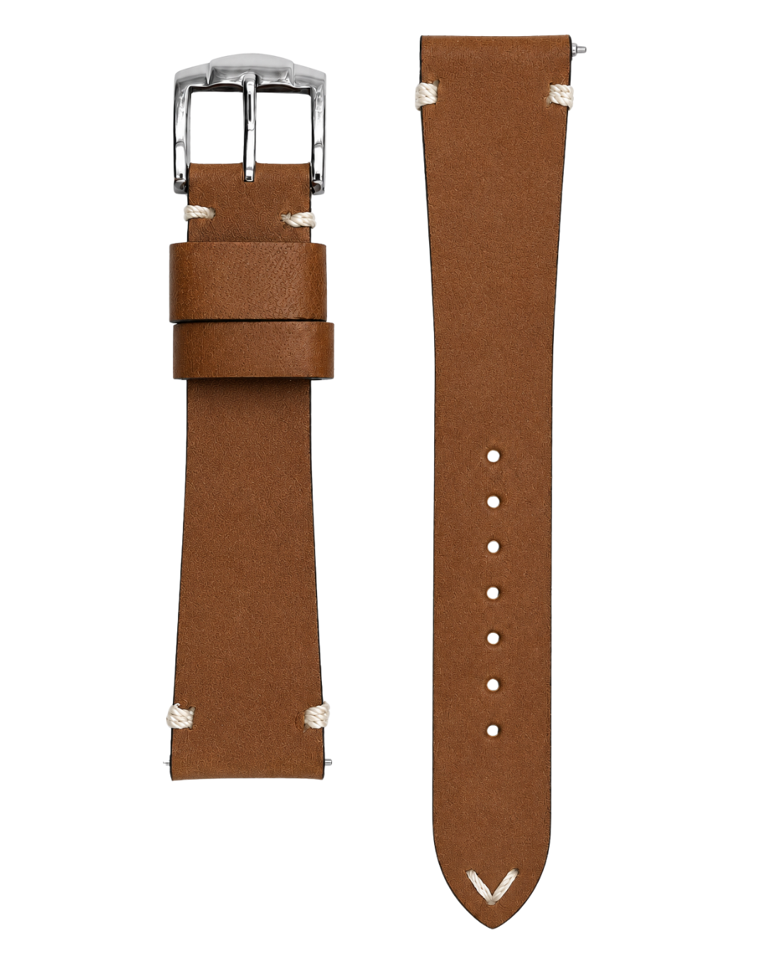 Bracelet Cuir SUZUKA Camel / lacets écrus )- 20 mm