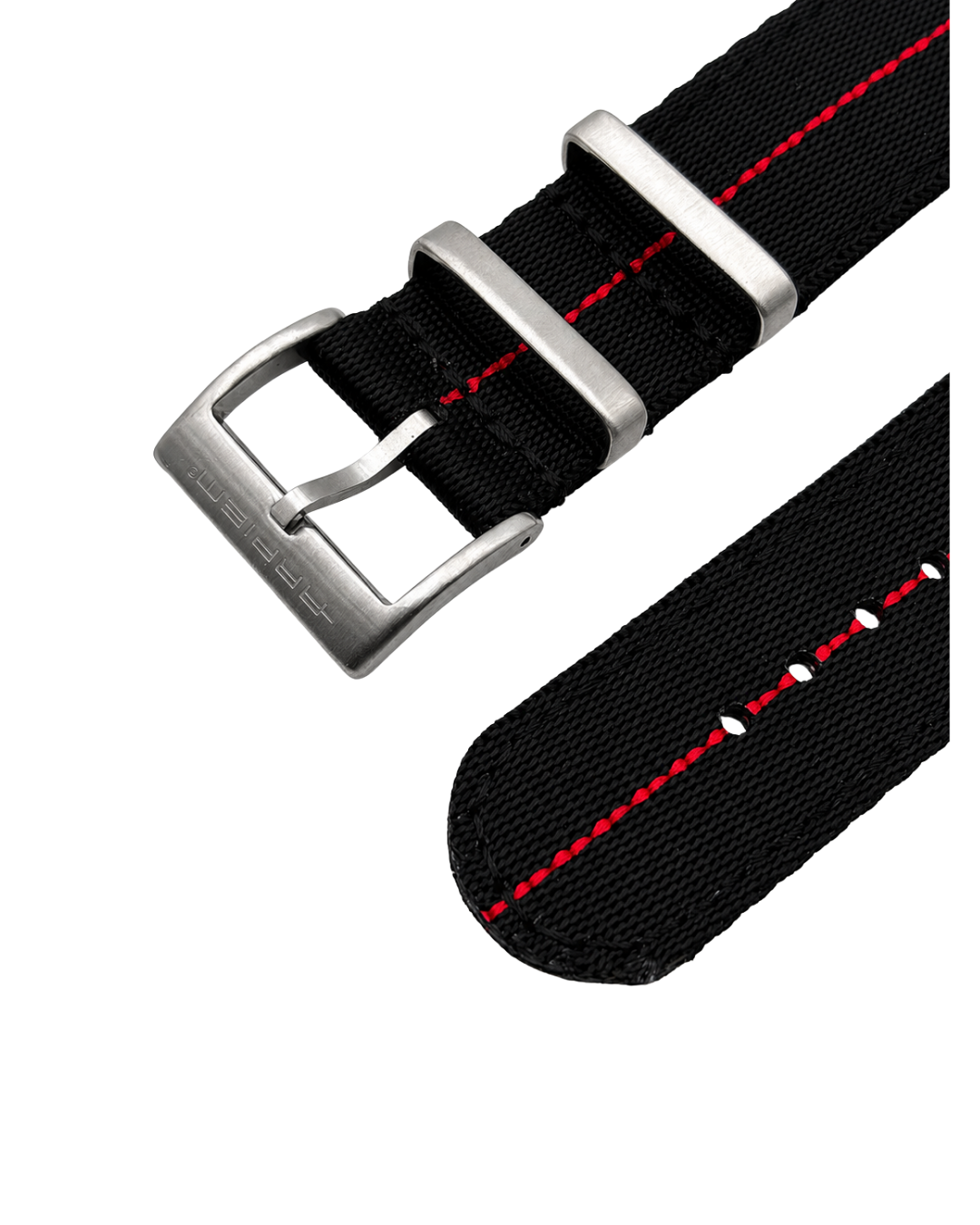 Bracelet Nylon INTERLAGOS Noir - Rouge - 22 mm