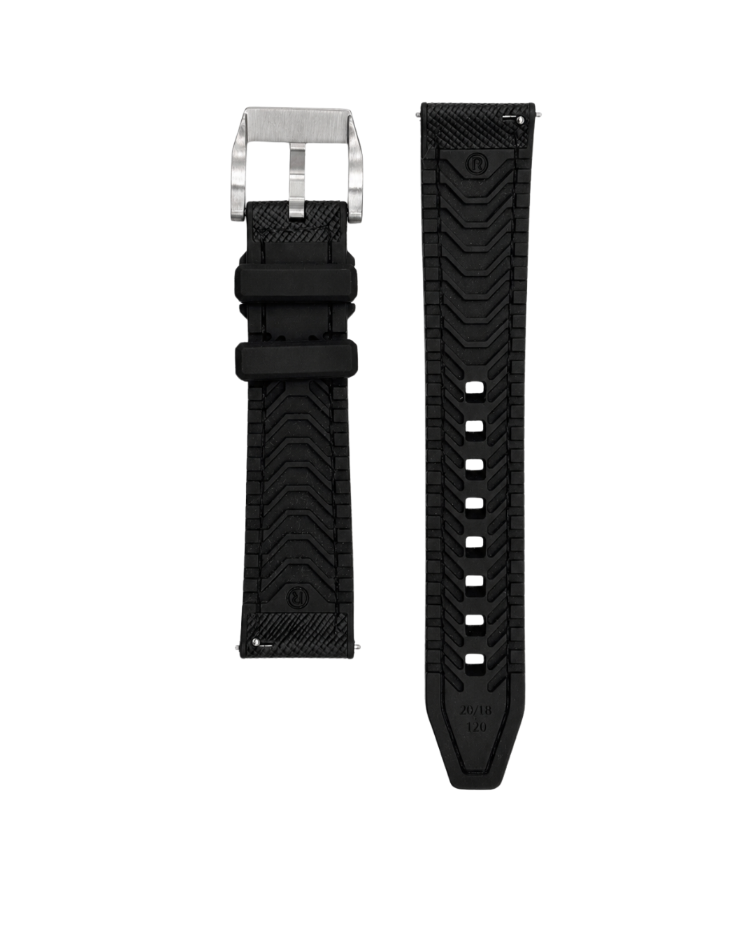 Bracelet DONINGTON Noir Hybride Cuir / Caoutchouc - 20 mm
