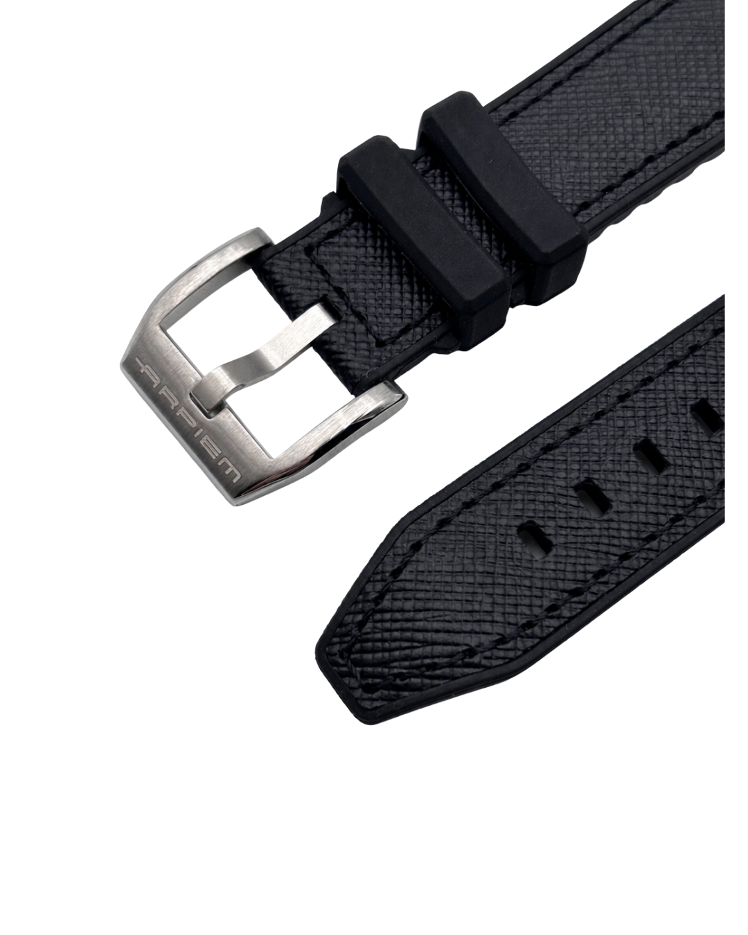 Bracelet DONINGTON Noir Hybride Cuir / Caoutchouc - 20 mm