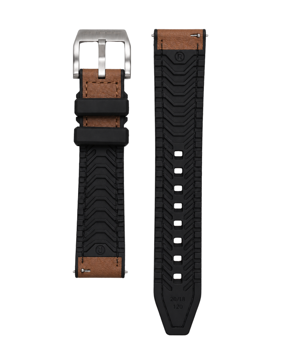 Bracelet DONINGTON Camel Hybride Cuir / Caoutchouc - 20 mm
