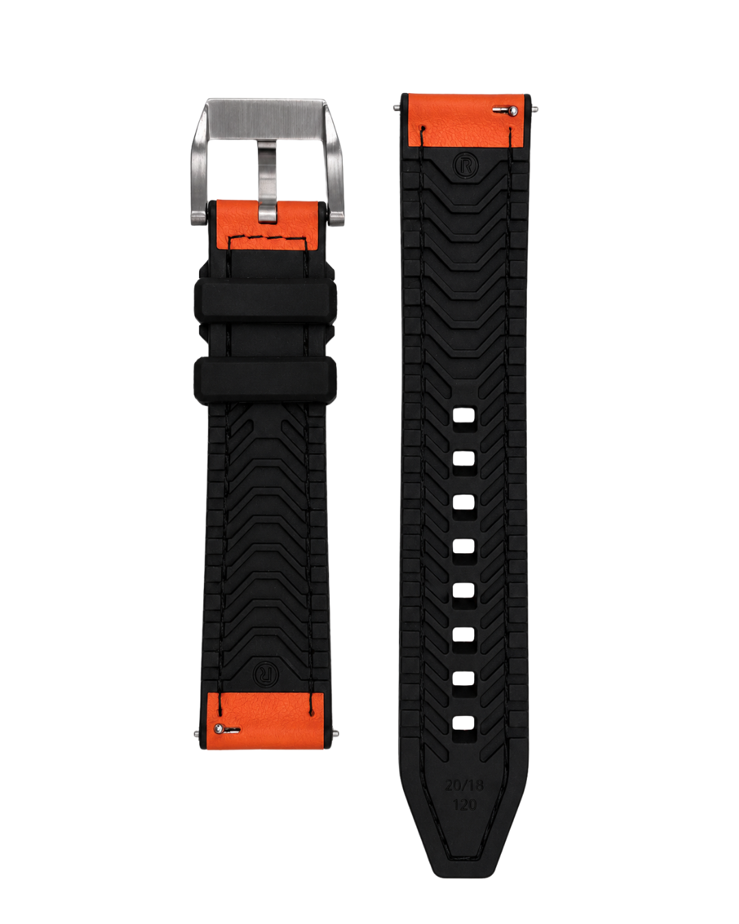 Bracelet DONINGTON Orange Hybride Cuir / Caoutchouc - 20 mm