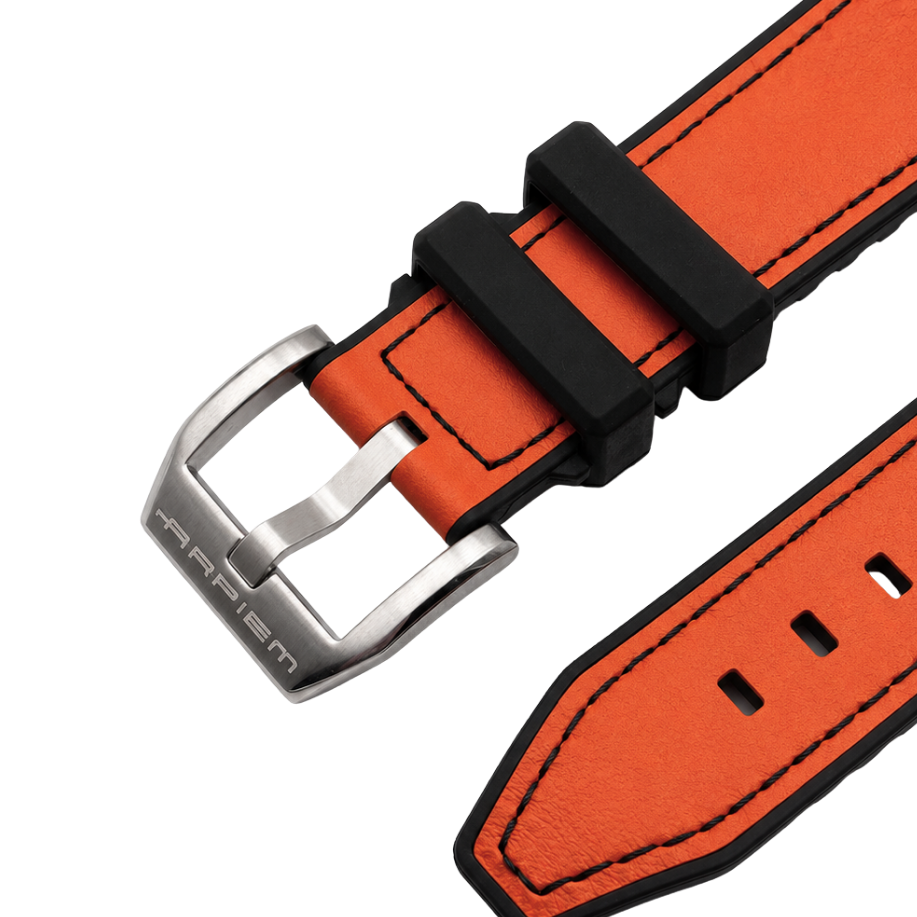 Bracelet DONINGTON Orange Hybride Cuir / Caoutchouc - 20 mm
