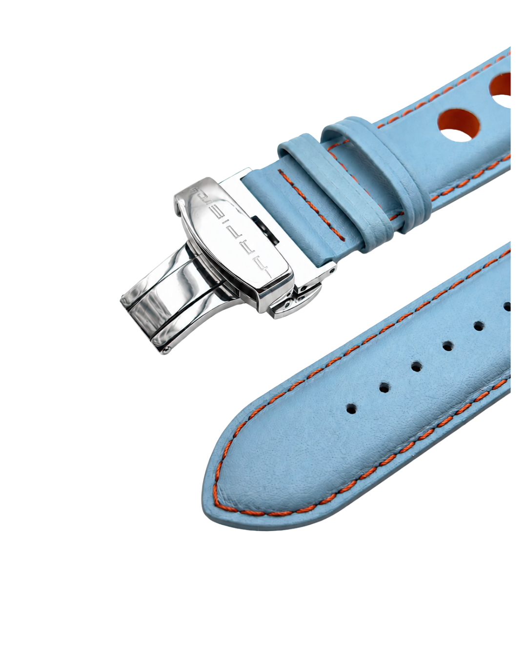 Bracelet Cuir "racer" KYALAMI Bleu - Orange - 20 mm