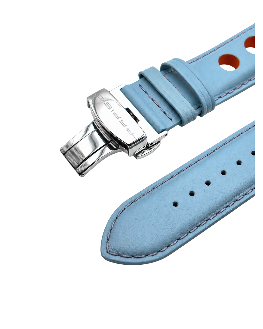 Bracelet Cuir XL "racer" KYALAMI Bleu - Orange - 20 mm