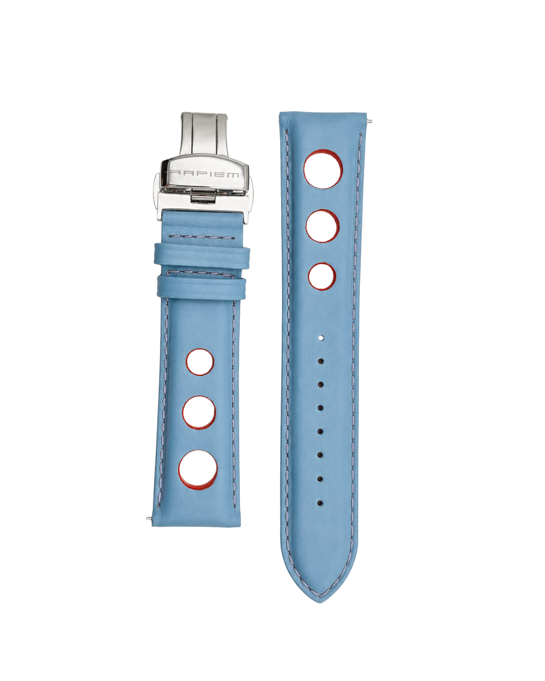 Bracelet Cuir XL "racer" KYALAMI Bleu - Orange - 20 mm