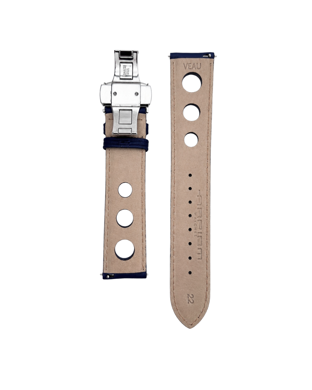 Bracelet Cuir "racer" KYALAMI Navy - 22mm
