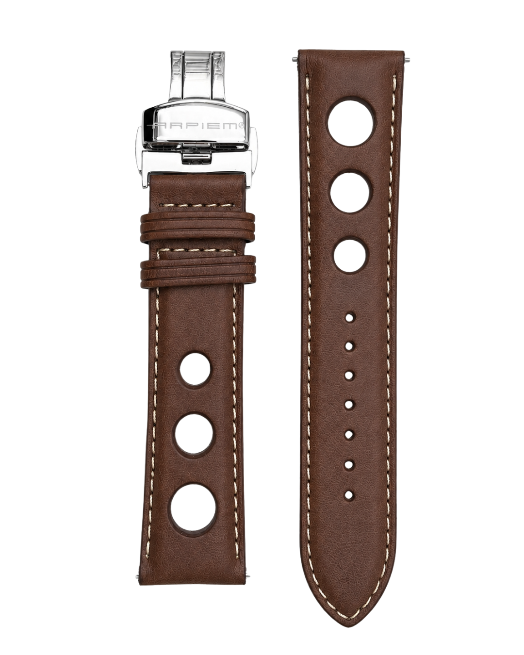 Bracelet Cuir "racer" KYALAMI Havane - 20 mm