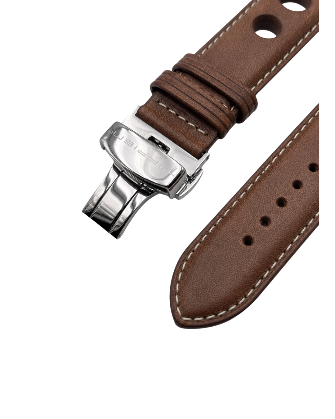 Bracelet Cuir "racer" KYALAMI Havane - 20 mm