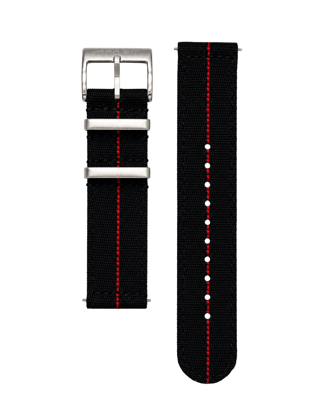 Bracelet Nylon INTERLAGOS Noir - Rouge - 20 mm
